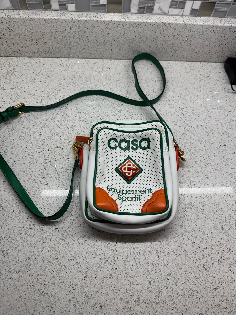 Casablanca Equipment Sportif White, Green & Orange Crossbody Bag